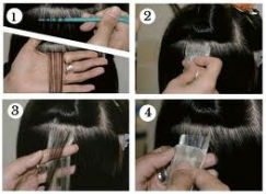 Pack 100 grammes Extensions cheveux humains bandes adhésives pré-collées TAPE, Remy hair, grade excellence, jusqu'à 56 cm